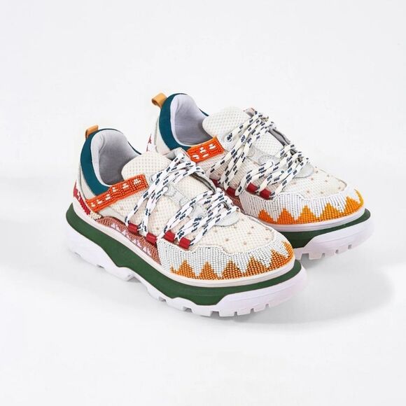Farm Rio Sneakers Women's 8 Embroidered Beaded Colorful Boho Artisan Tropical